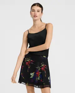 Express Floral High Waisted Double Pleat Mini Skirt