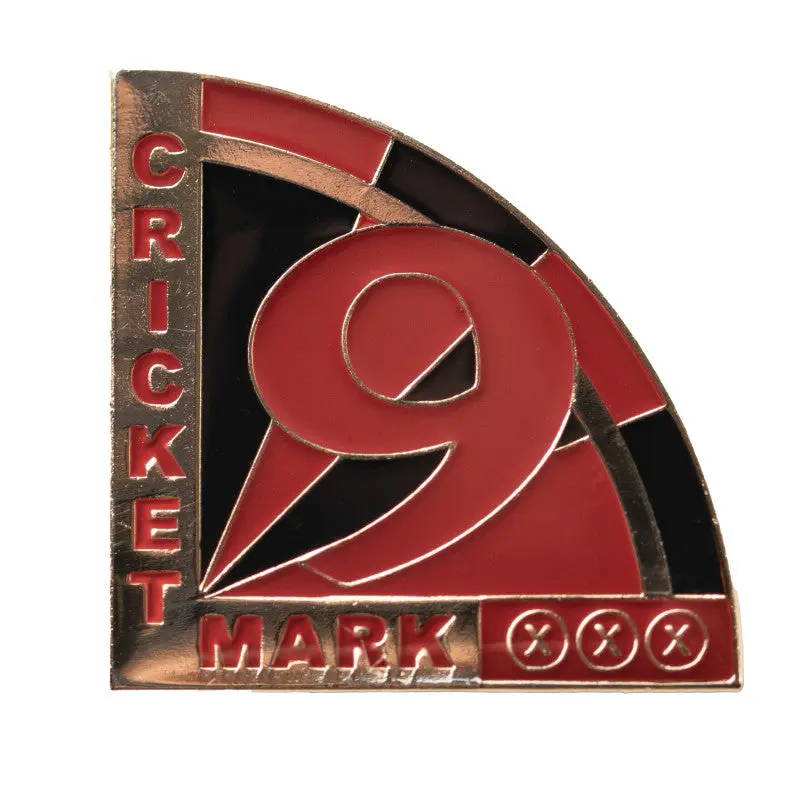 Tournament Pins 9 Mark - Red Design with Number 9 and "CRICKET MARK" Text