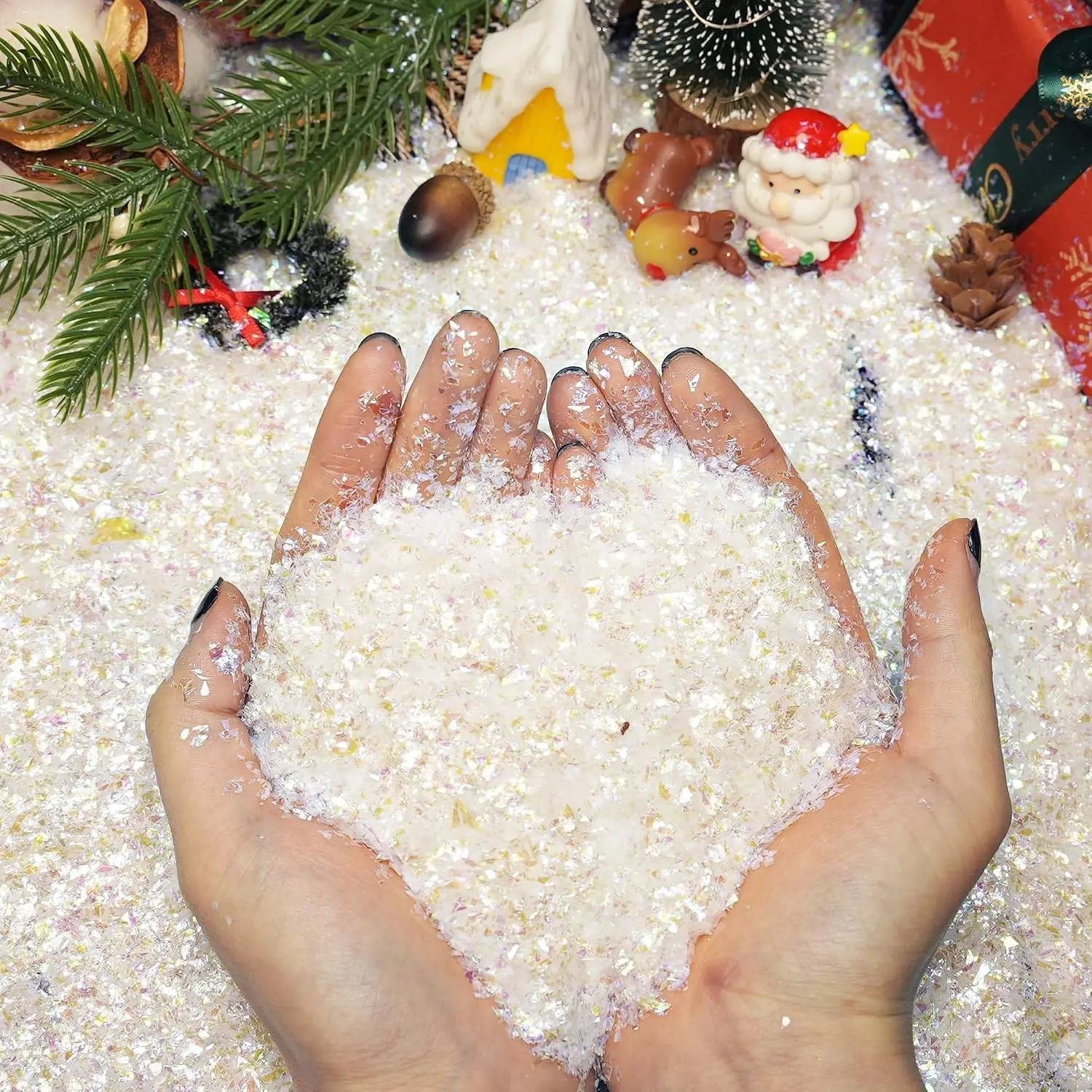 200g 7oz Artificial Fake Snow Flakes Glitter Sparkling Snow Powder Filler for Christmas Xmas Party Decoration Supplies