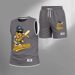 Men's Summer Graphic Tank Top Shorts Set, 2 Piece Casual Sleeveless Outfit, Regular Fit Matching Set with Comfortable Shorts, Trendy Streetwear Clothing for Daily Wear Vacation Beach Gym