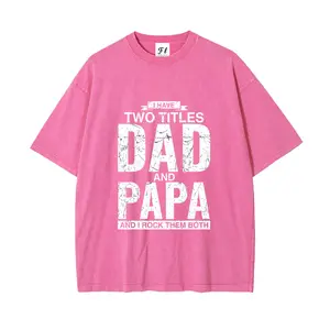 Vintage 260g Heavy Cotton Washable Direct Spray Dad And Papa Graphic T-Shirt Soft Comfortable For Father’s Day Gifting