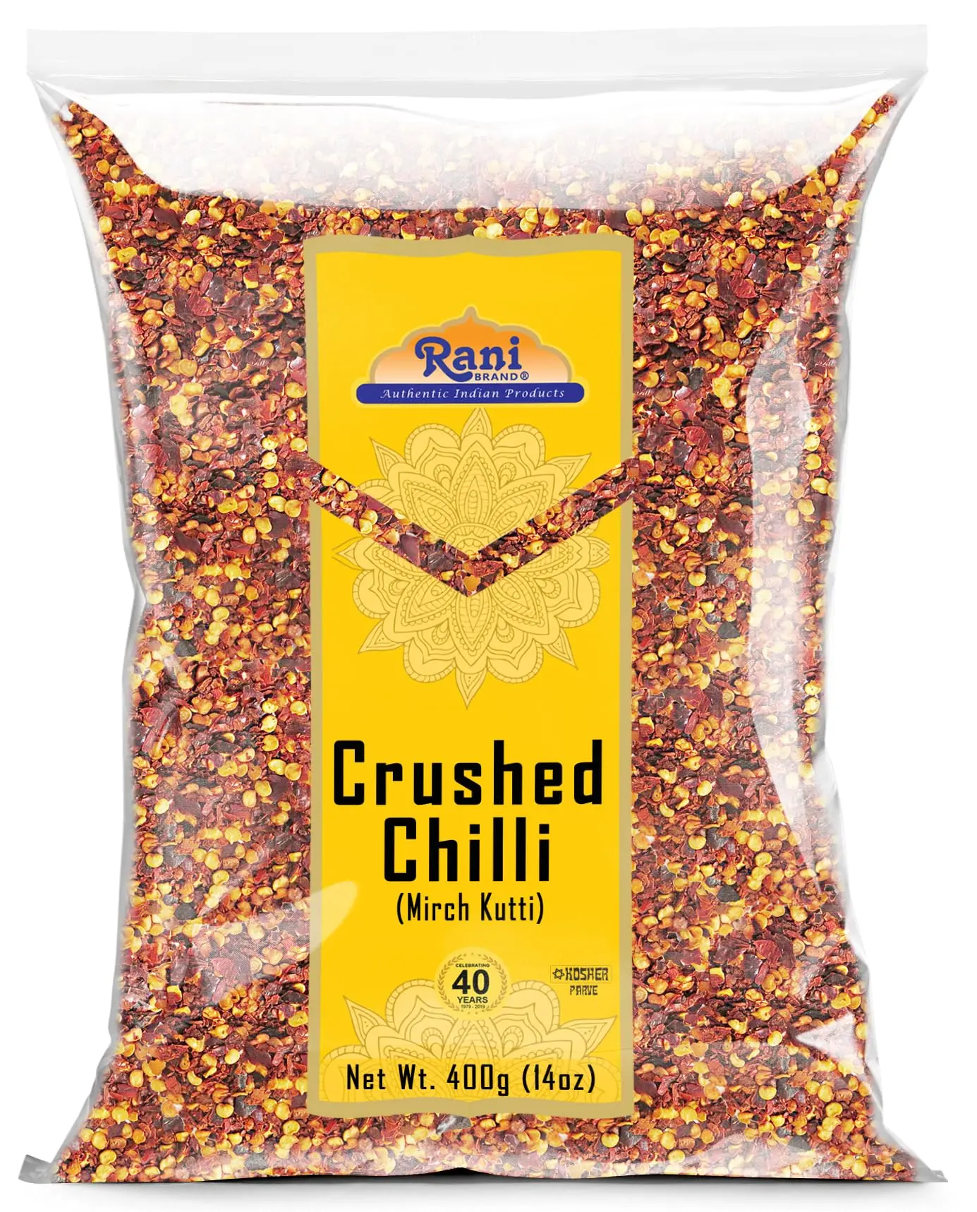 Rani Crushed Red Pepper Flakes Chilli (Pizza Type Cut) 14oz (400g) ~ All Natural, No Color added, Gluten Friendly | Vegan | NON-GMO | Kosher | No Salt or fillers