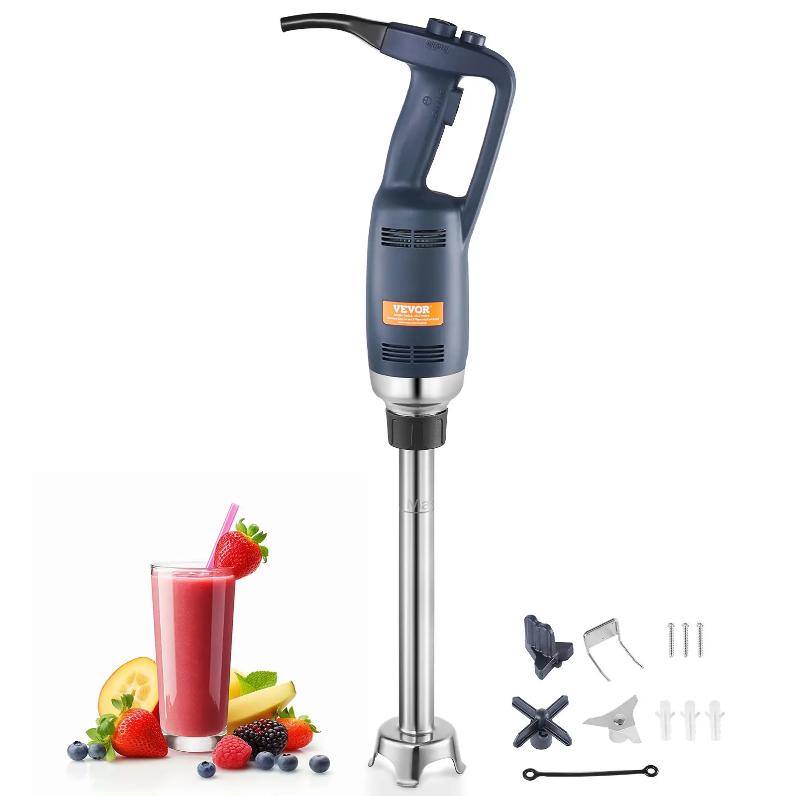 【summerfinds】VEVOR Commercial Immersion Blender, 350W Heavy Duty Hand Mixer, 16 inch Stepless Variable Speed Mixer with Stainless Steel Blade, Multi-Purpose Portable Mixer for Soup, Sauces, Mashed Potatoes, Cream