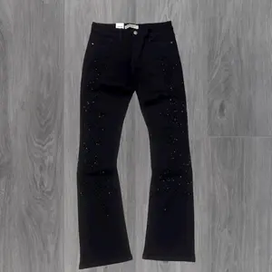 REELISTIK - Floral Rhinestone Flare Denim - BLK - RST6040