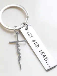 Fashion Letter Pattern Slogan Metal Keychain, Cross Design Keychain for Men & Women, Trendy All-match & Exquisite Keychain for Birthday Gift, Gifts for Her, Keychains for Men
