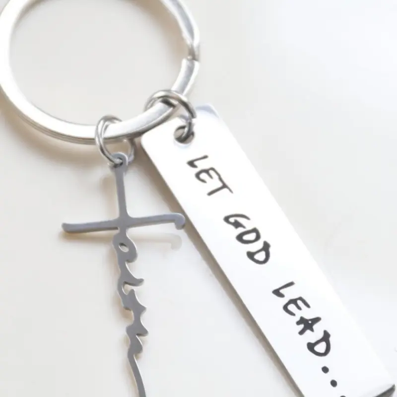 Fashion Letter Pattern Slogan Metal Keychain, Cross Design Keychain for Men & Women, Trendy All-match & Exquisite Keychain for Birthday Gift, Gifts for Her, Keychain for Men And Women, Keychains for Men