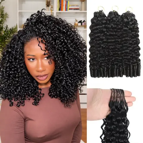 Asakiss Burmese Curly Feather Human Hair Extensions - Miracle Knots Pre-Separated Crochet, Beginner-Friendly, Washable, Iron/Straighten Safe, 50g 40 Strands/Pack, Lightweight No-Tension Reusable for Black Women's Protective Hairstyles (4-5 Bundles Needed)