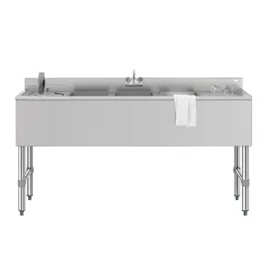 60 in. Three-Compartment Commercial Bar-Sink with 3 in. Backsplash, Dual Drainboards with Low Lead Faucet, NSF Certified in Stainless-Steel (SBR3B60-LR-320)