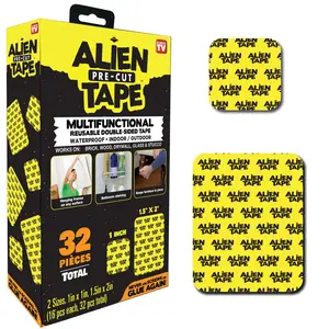 Alien Tape Pre-Cut Double Sided Tape - 32pcs Heavy Duty, Nano Tape, Double Sided Mounting Tape, Heavy Duty Double Sided Tape for Walls, Wall Tape, Clear Adhesive Tape for Poster Photo Wall Décor