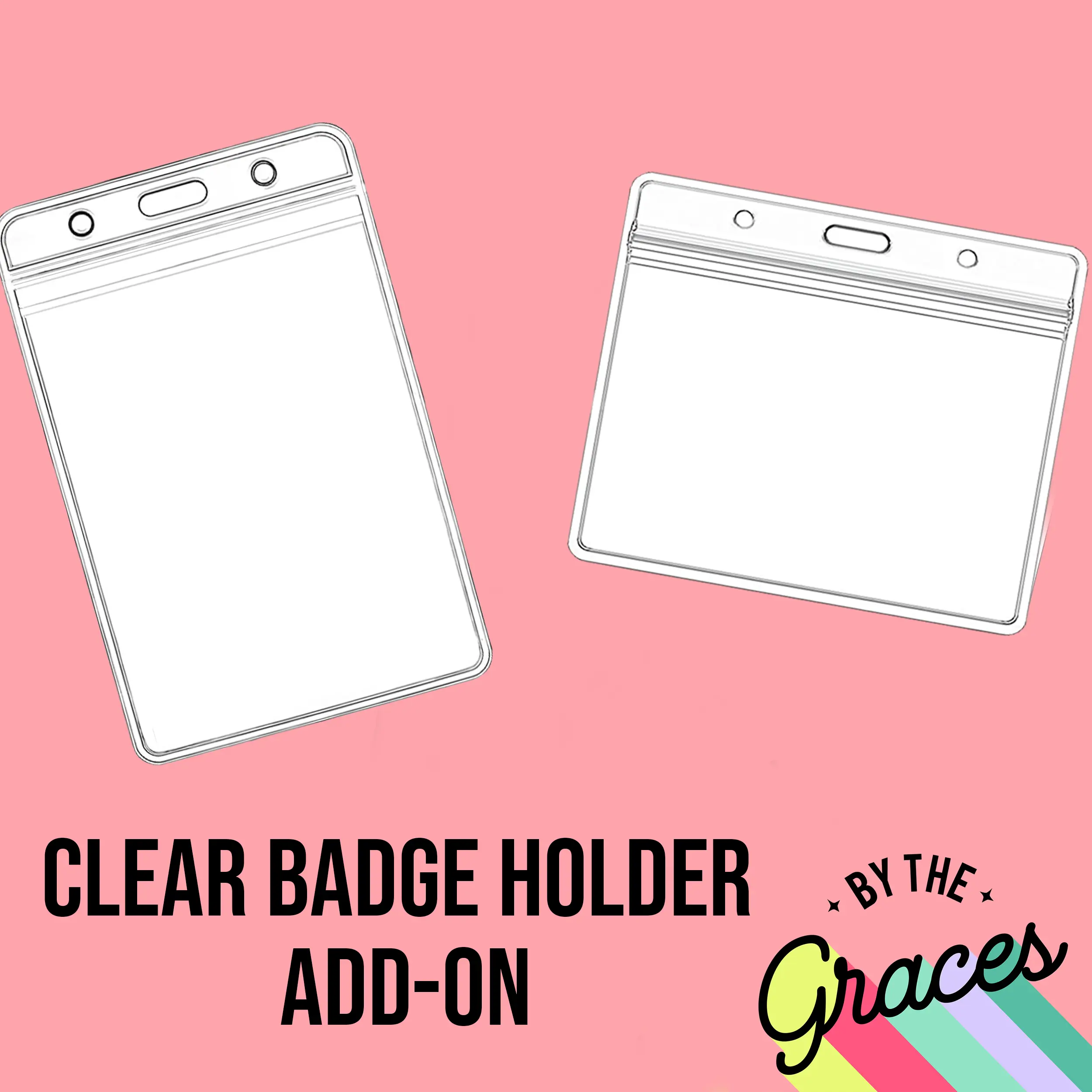 By the Graces - Clear Badge Holder with Zippered Top - Great for Keeping ID Badges, Cards, and Other Docs Handy and Secure