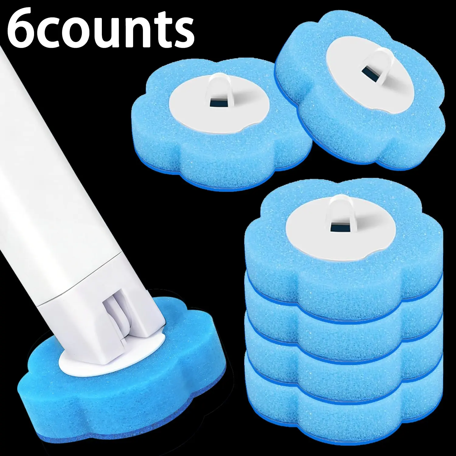 48pcs/24pcs/6pcs Disposable Toilet Brush Replacement Heads, Deep Cleaning, No Dead Corners, Effective Removal of Stubborn Stains