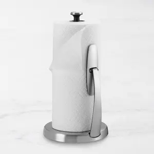 Paper Towel Holder with Self-Adjusting Spring Arm – Stable Base, Easy Tear