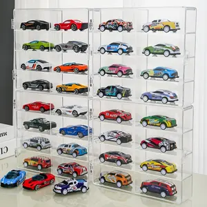 4 PCS  Multi-functional 8 Compartment Clear Plastic Storage Boxes Stackable with Lids for Toys Cars Jewelry Desktop Closet Organizer Space Saving Home Office