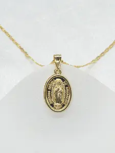 Guadalupe Virgin Religious Pendant Cross Necklace, Elegant Casual Style, Unisex Daily Wear Jewelry, Perfect Holiday Gift