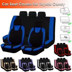 For Toyota Camry LE SE XSE 2021 2020 2019 2018-2011 Car Seat Covers, Full Set Breathable Polyester Cloth Protectors Split Rear Bench Seat Auto Car Interiors Accessories Fit for Most Cars