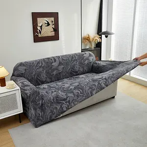 1pc Four Seasons Sliky Fiber Fabric Printed Sofa Cover with High Elasticity and Anti-slip Fixing Rod as Gift