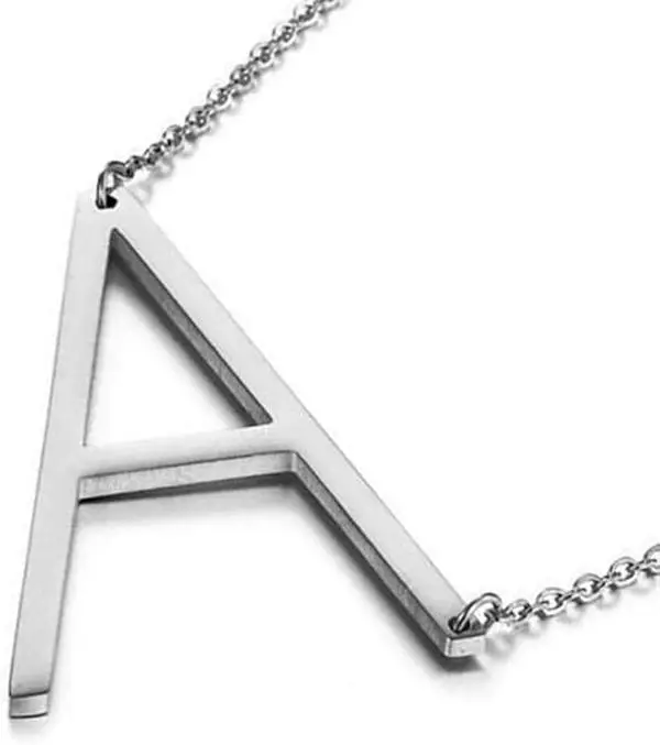 45cm Stainless Steel Initial Letter Necklace for Women, Large Alphabet Pendant (A–Z) Statement Chain