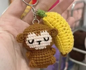 Crochet Monkey With Banana Keychain, Amigurumi Monkey, Crochet Baby Monkey Plush Toy Keychain, Monkey Stuffed Animal, Monkey Cute Gifts