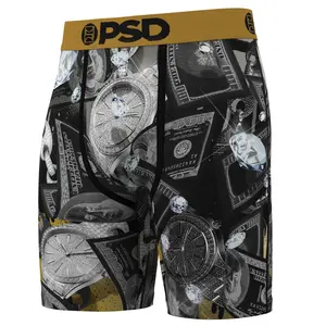 PSD Mens Silver Bands Boxer Brief - Standard Length 7 Inch Inseam, Soft and Breathable Poly Blend Fabric