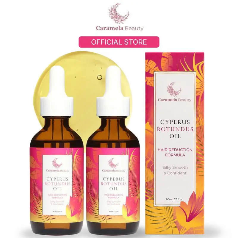 2 Bottles Caramela Beauty Cyperus Rotundus Oil - 60ml Natural Cyperus Rotundus Oil For Hair Removal, Moisturizing & Soothing Cyperus Oil For Reducing Body Hair Growth, Hair Removal Oil Ideal for All Skin Types