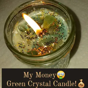 Lucky Green crystal candle