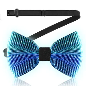 LUMISONATA 7-Color Controllable Light Up Bow Tie Stylish Blue LED Bowtie for Party Dinner Occasions Fashionable Accessory Unisex