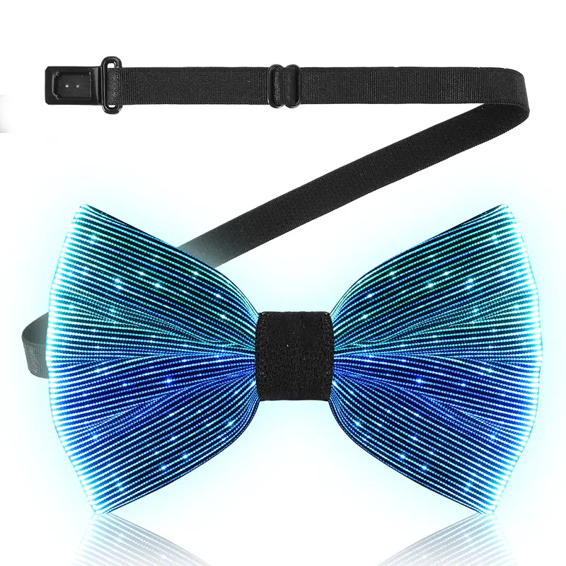 LUMISONATA 7-Color Controllable Light Up Bow Tie Stylish Blue LED Bowtie for Party Dinner Occasions Fashionable Accessory Unisex