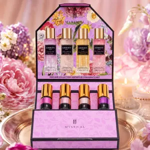 MYSTICAL 4Pcs Perfume Collection Gift Set for Women, Long Lasting Body Fragrance Mist Spray Kit - Love Secret, Velvet Petals, Crystal Passion, Pure Seduction, Perfect Shimmer Gift for Her