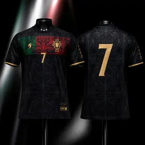 Portugal Football Shirt Ronaldo #7 – Luxury Black Gold Soccer Jersey, Performance Athletic Apparel, Match Day Fan Gear