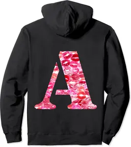 Back Print Only - Lipstick Kisses For Boyfriend Letter A Pullover Hoodie - Ciennaslay Shop 45B0D38D5Y68
