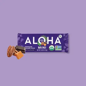 ALOHA - Chocolate Caramel Pecan - Mini Bars - 20-count - 6g of plant-based protein - 2g of sugar