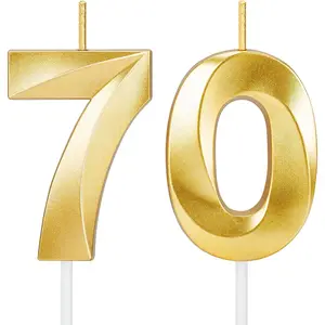 70th Birthday Candles for Cake,Gold Number Candles for Happy Birthday Cake Toppers,Birthday Decorations for Women Men Party Anniversary Wedding