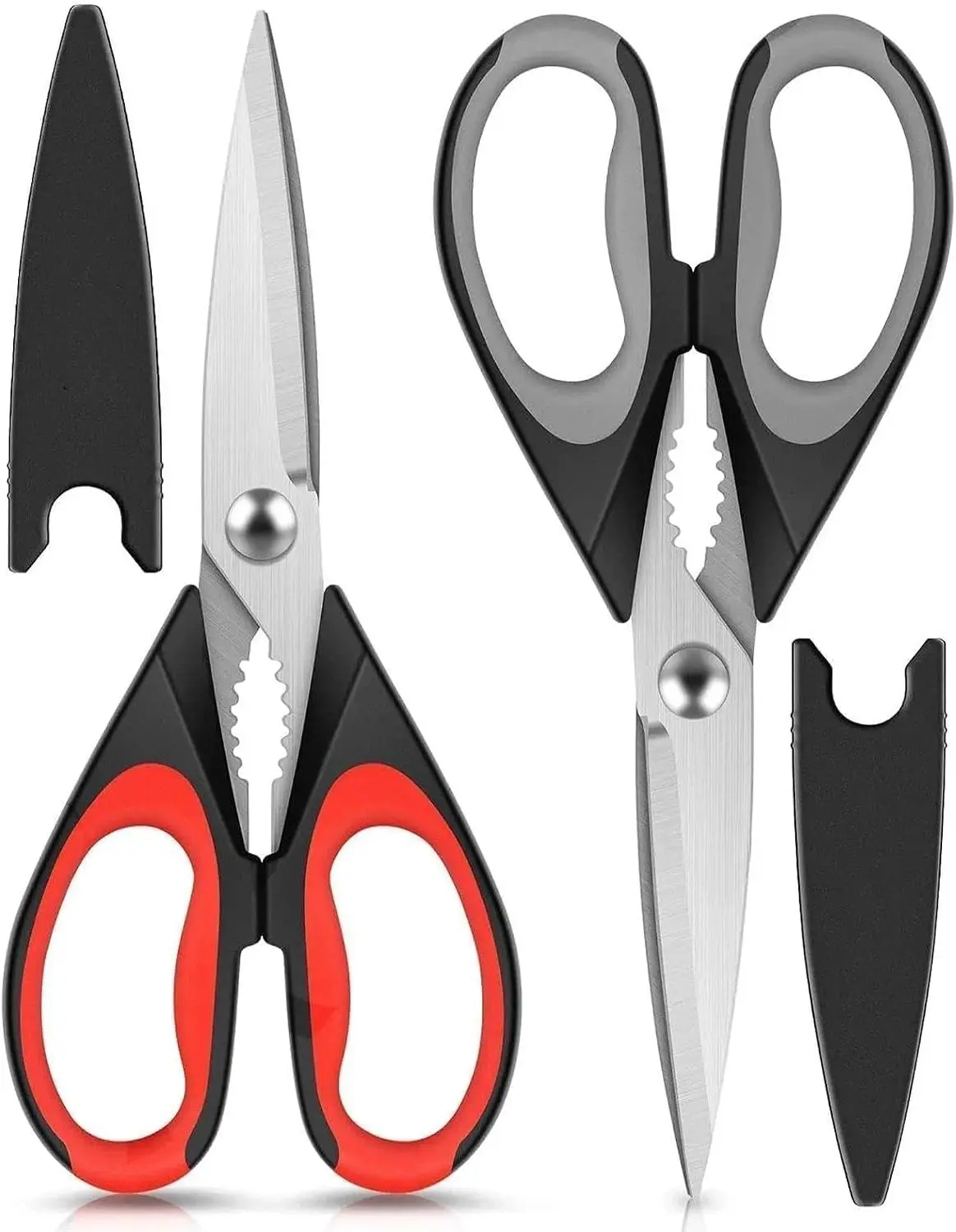 2pcs Kitchen Scissors Shears All Purpose Heavy Duty, Protective Sheath, Magnificent Kitchen Scissors Heavy Duty - Multi-Purpose Kitchen Shears for Meat, Poultry, Food - Stainless Steel Cooking Scissors - Dishwasher Safe Culinary Shears