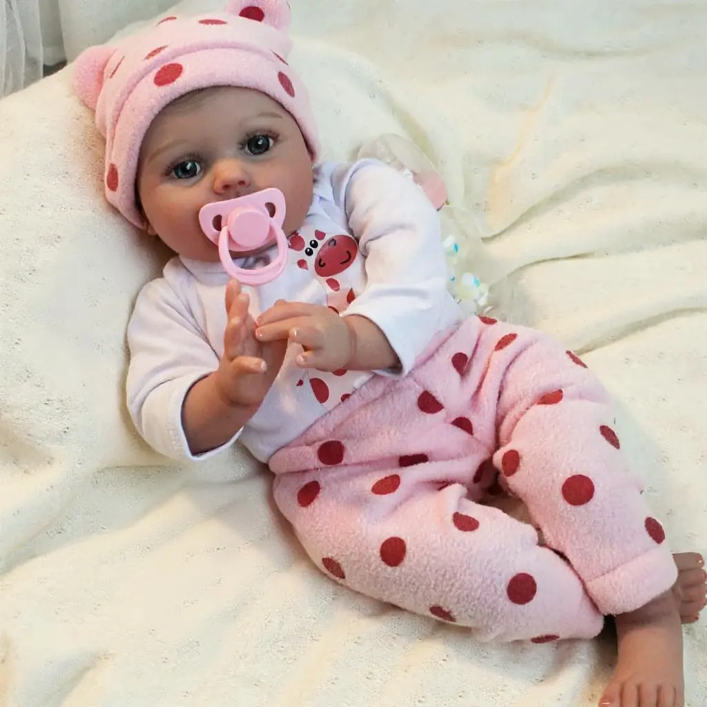 20 Inches Reborn Doll Girl with Cute Face Realistic Hand-Painted Resurrection Doll for Collection Festival Birthday Halloween Perfect Christmas Gift for Children Aged 3 and Above