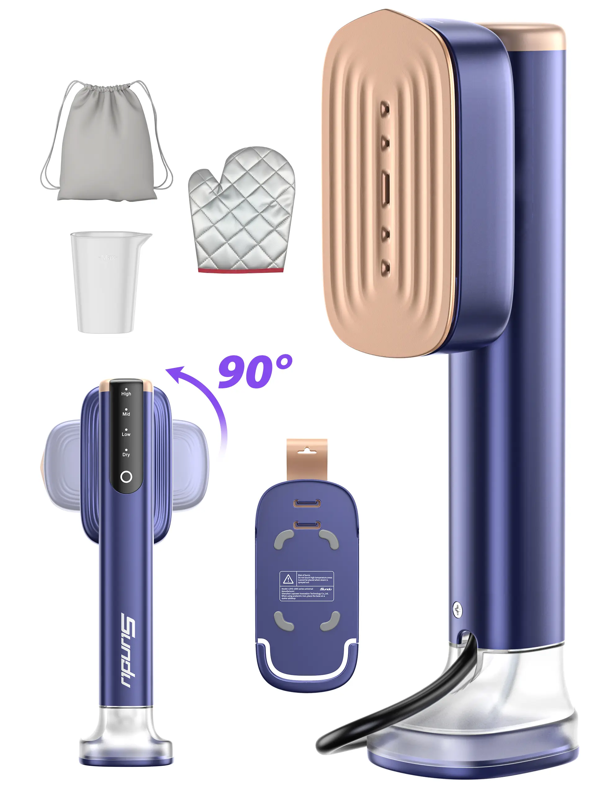 SUNDU Handheld Travel Steamer 180ml Large Water Tank with 15s Fast Heat-up, LED Touch Control & 24g/min Strong Steam for Professional Garment Care at Home and Travel