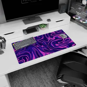 [SALE UP TO 30%]Liquid Abstract Desk Mat - Purple Swirl Motion, Mouse Pad for Anime Fan, Gaming Desk Accessories, Large Computer Pad, Desk Decor