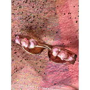 1pc Bling Bling Colorful Girls/Women Heart, Star, Clover Crystal Decor Fashion Goggles With 3D Candy-Colored Shiny Embellishments, Cute Y2K Retro Style blackburn  shades vsp  vision  care chrome hearts  frames trendy beach