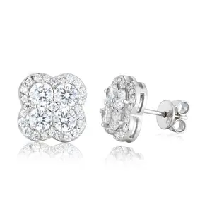 【#E225】Lucky Four-leaf clover earrings UCCIYO Synthetic Moissanite Earrings For Women 925 Sterling Silver Stud Earring Men Hip Hop Jewelry Couple Gift