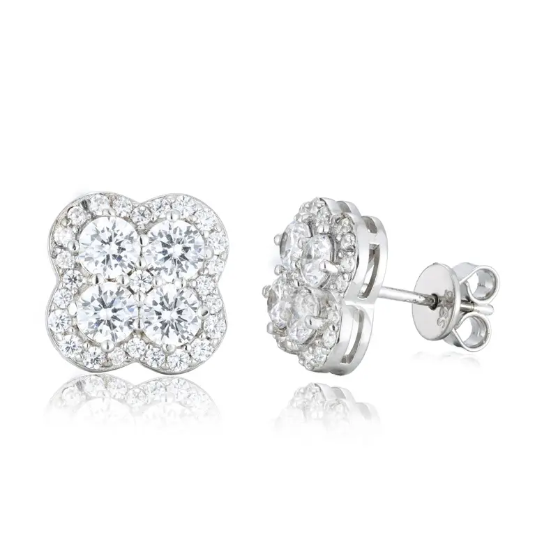 【#E225】Lucky Four-leaf clover earrings UCCIYO Synthetic Moissanite Earrings For Women 925 Sterling Silver Stud Earring Men Hip Hop Jewelry Couple Gift