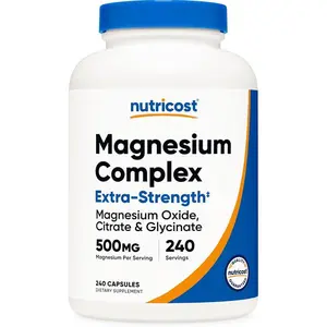 Nutricost Magnesium Complex 500mg, 240 Capsules - Magnesium Oxide, Citrate, and Glycinate - Gluten Free and Non-GMO