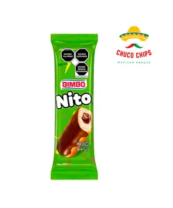 Nito de Bimbo. Sweet bread with chocolate center. Singles of 9 pack, 18 pack, and 24 pack. 124 grams