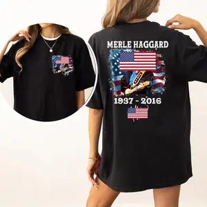 Merle Haggard Tribute Shirt, Outlaw Country Legend Tee, Patriotic Country Music T-Shirt, 1937–2016 Memorial Graphic, Gift for Country Fans
