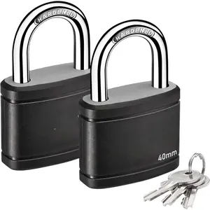 2 Pack Keyed Padlock with 3 Keys Alike, 1.1 Inch Locker Lock 40mm Heavy-Duty Locks for Gate Fence Hasp Cabinet Toolbox School Gym Locker (Black)