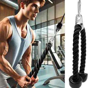 Dual-End Training Rope Attachment - Heavy-Duty 35-Inch Pull Down Rope for Cable Machines and Gym Stations Workout Equipment