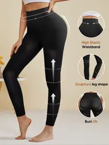 Women's High Waisted Tummy Control Shaping Leggings, Opaque Butt Lift Pantyhose, Thigh Slimmer Body Shaper Tights, Casual