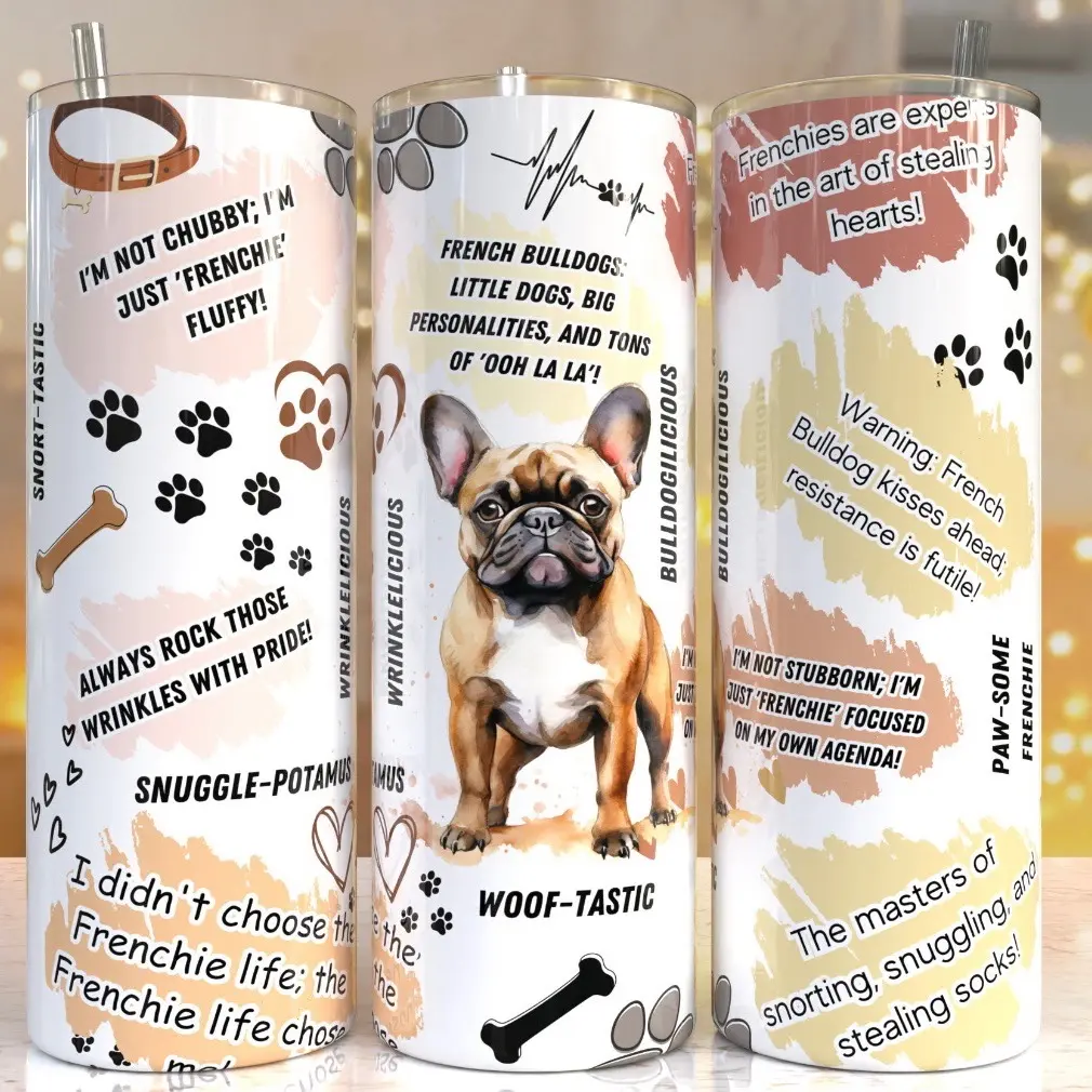 20 oz French Bulldog Tumbler