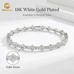 6.5mm Tennis Bracelet for Women & Men 18K White Gold Plated Cubic Zirconia Classic Design 7in&8in Versatile Accessory