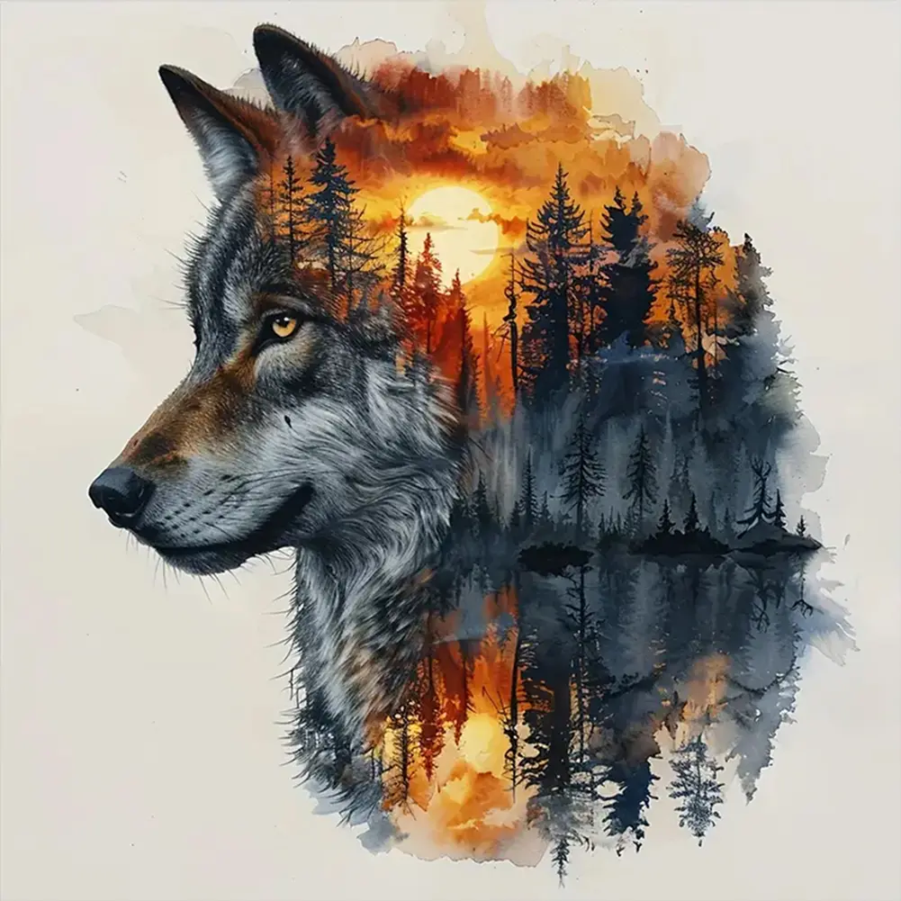 Paint By Numbers Kit for Beginners, DIY Oil Painting Supplies on Canvas, Wolf Picture Home Decor, 40x40cm, Beginners Painting Kit, Diy Painting Supplies