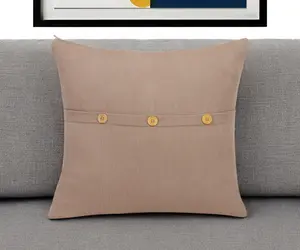 360 stand 24 in. Brown Cotton Square Throw Pillow with Buttons, Removable Soft Padded Cushion, Square Cushion