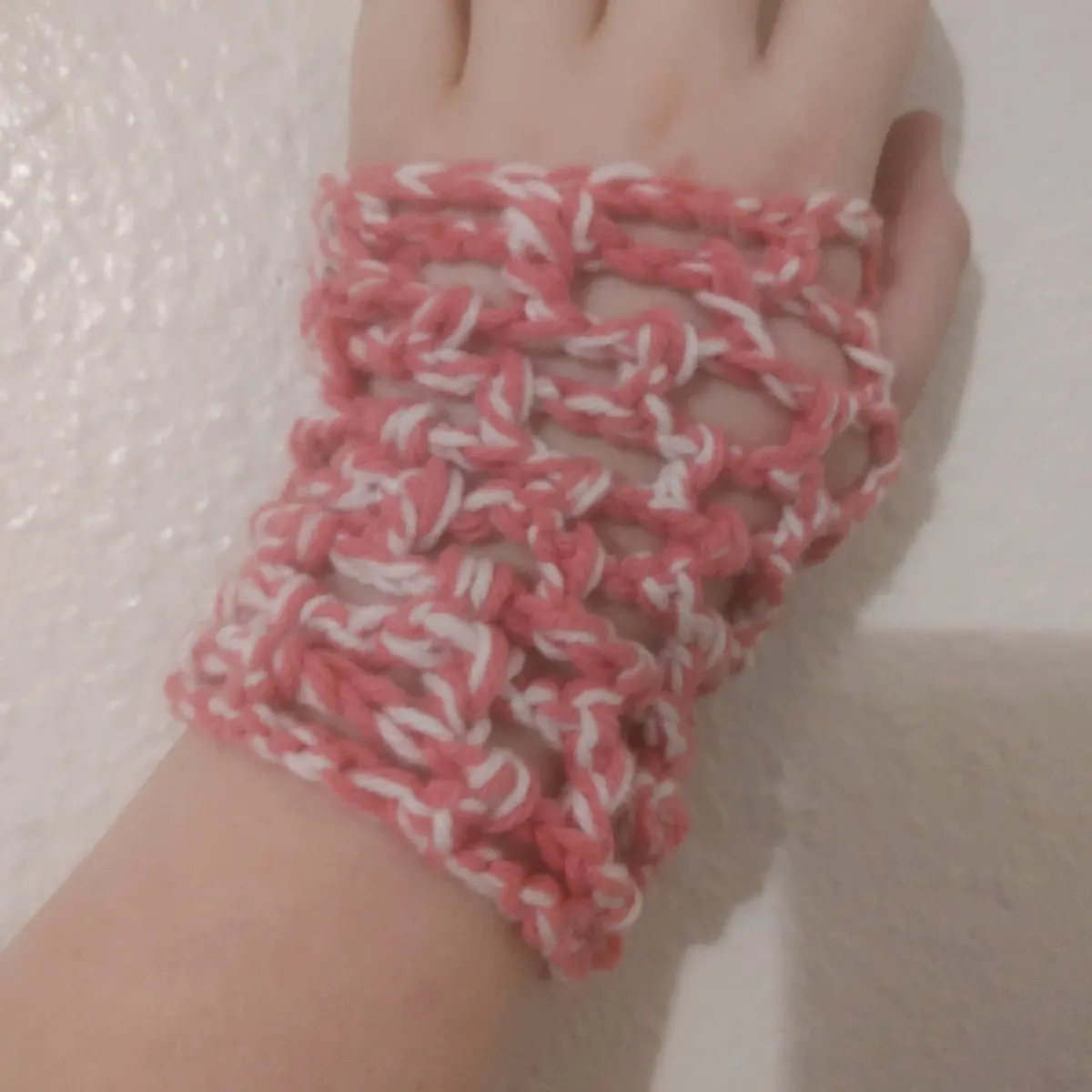 Two Color Crochet Fingerless Mesh Gloves  please message me about the custom order and what colors you would like